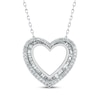 Thumbnail Image 1 of Baguette & Round-Cut Diamond Heart Necklace 1/2 ct tw 10K White Gold 18"