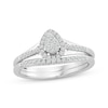 Thumbnail Image 1 of Adore Pear-Shaped Multi-Diamond Center & Pink Sapphire Bridal Set 1/4 ct tw 10K White Gold
