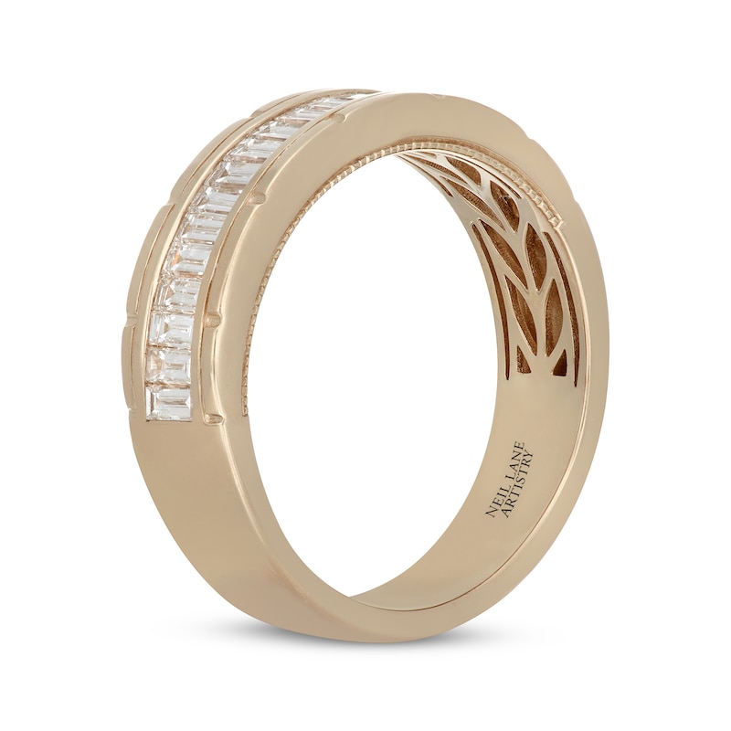 Main Image 2 of Men's Neil Lane Artistry Baguette-Cut Lab-Grown Diamond Wedding Band 1 ct tw 14K Yellow Gold