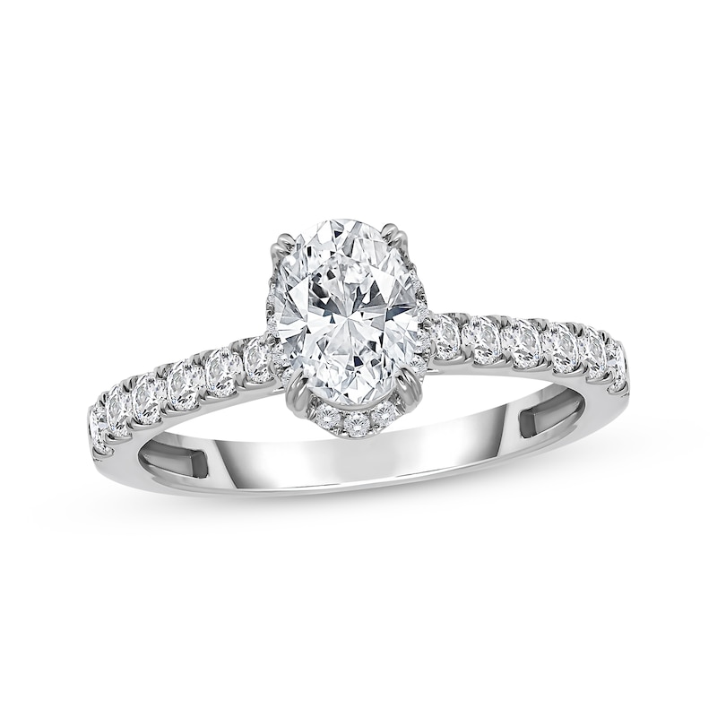Main Image 1 of Adore Lab-Grown Diamonds Oval-Cut Halo Engagement Ring 1-1/2 ct tw 14K White Gold