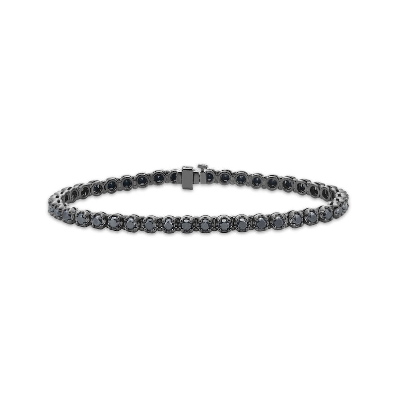 Main Image 1 of Men's Black Diamond Tennis Bracelet 8 ct tw Sterling Silver 8.5"