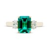 Thumbnail Image 3 of Emerald-Cut Lab-Created Emerald & Oval-Cut Lab-Grown Diamond Ring 1/2 ct tw 14K Yellow Gold