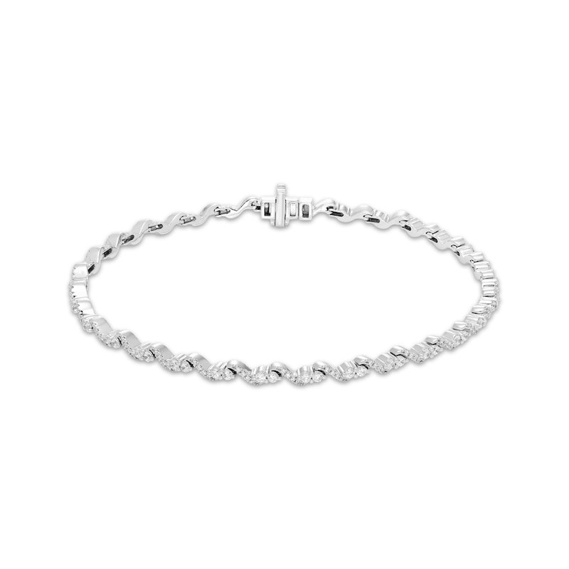 Main Image 1 of Diamond S-Link Bracelet 1 ct tw 10K White Gold 7.25"
