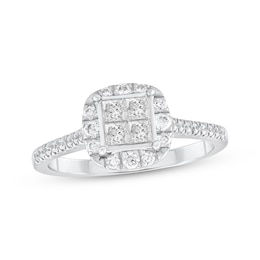 Adore Princess-Cut Diamond Quad Halo Engagement Ring 5/8 ct tw 14K White Gold