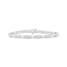 Diamond Marquise & Crisscross Link Bracelet 1/4 ct tw Sterling Silver 7.25"