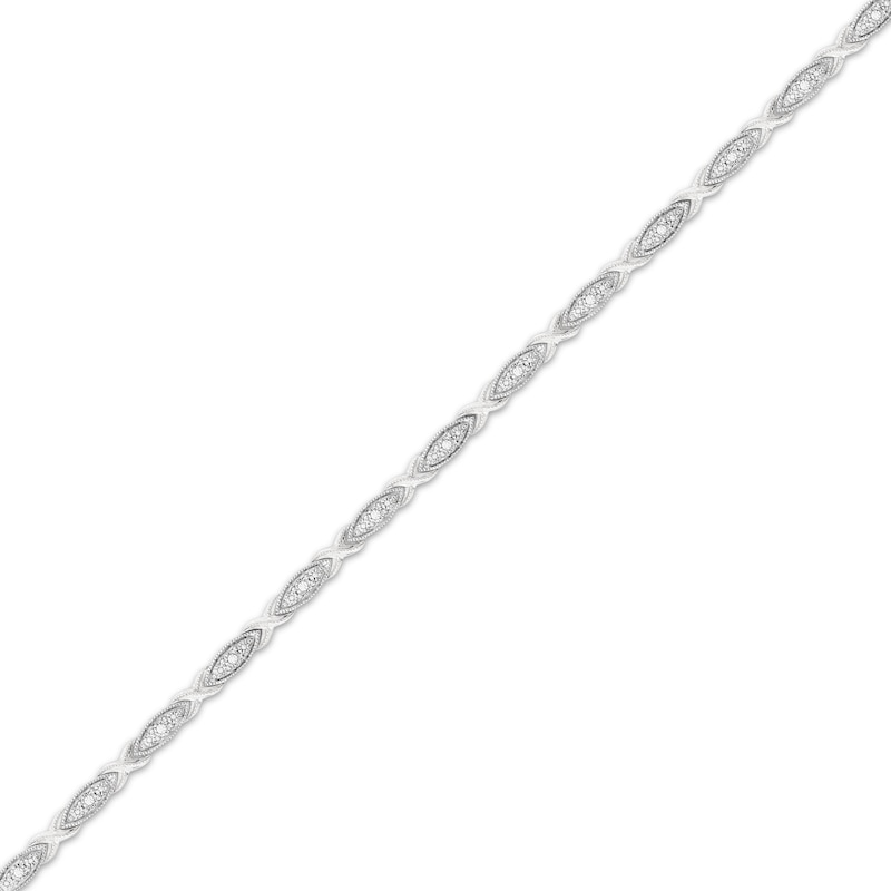 Main Image 2 of Diamond Marquise & Crisscross Link Bracelet 1/4 ct tw Sterling Silver 7.25"