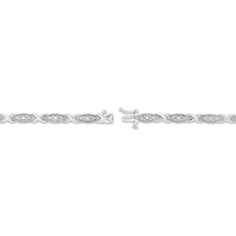 Main Image 3 of Diamond Marquise & Crisscross Link Bracelet 1/4 ct tw Sterling Silver 7.25"