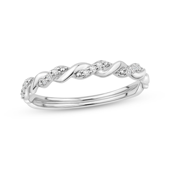 Lab-Grown Diamonds Twist Anniversary Ring 1/20 ct tw 10K White Gold