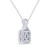 Thumbnail Image 3 of Octagon-Cut Amethyst & White Lab-Created Sapphire Halo Necklace Sterling Silver 18"