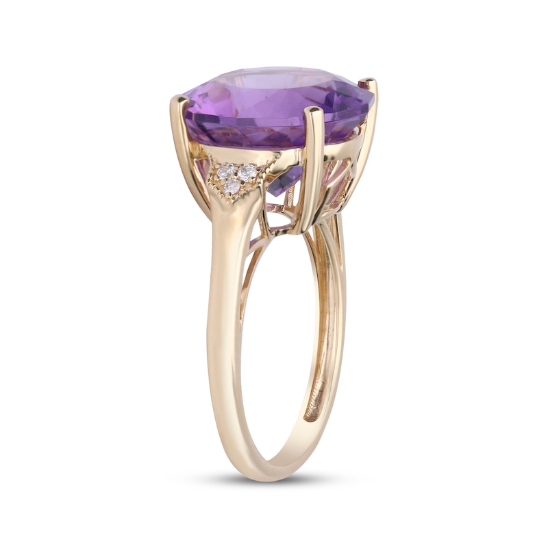 Main Image 2 of Cirari Couture Octagon-Cut Round Amethyst & Diamond Ring 1/20 ct tw 14K Yellow Gold
