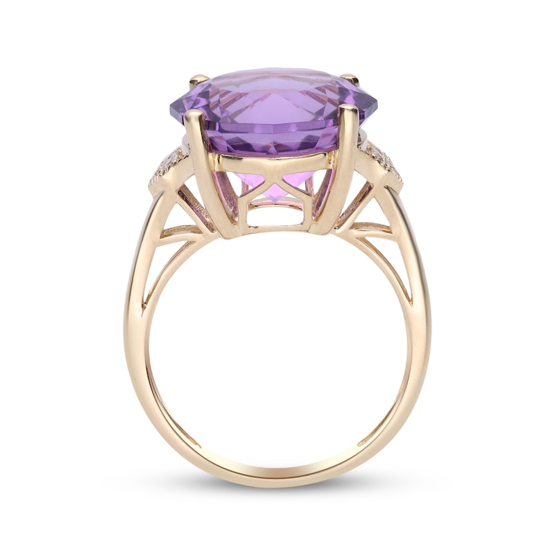Main Image 3 of Cirari Couture Octagon-Cut Round Amethyst & Diamond Ring 1/20 ct tw 14K Yellow Gold