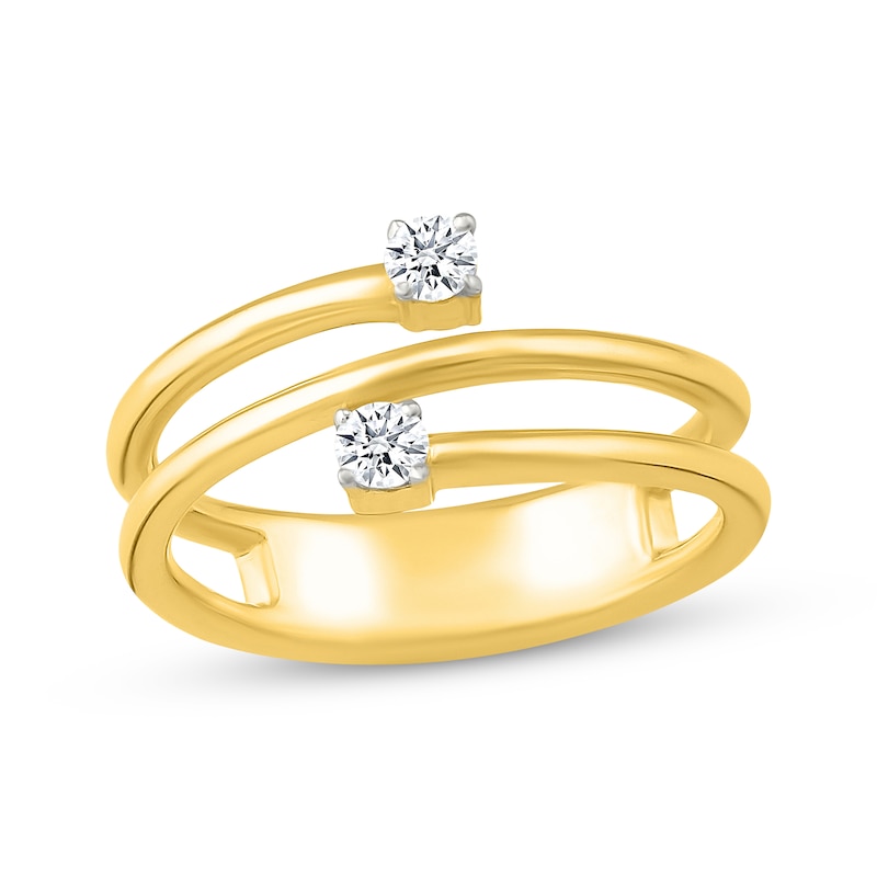 Main Image 1 of Diamond Two-Stone Bypass Spiral Fashion Ring 1/10 ct tw 10K Yellow Gold