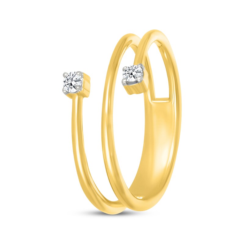 Main Image 2 of Diamond Two-Stone Bypass Spiral Fashion Ring 1/10 ct tw 10K Yellow Gold