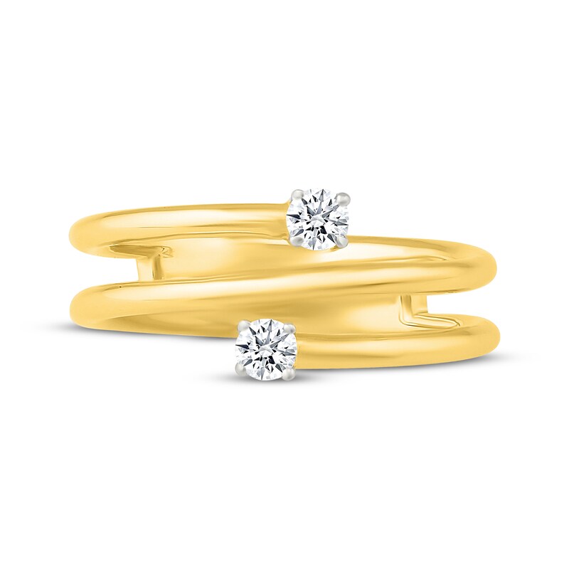 Main Image 4 of Diamond Two-Stone Bypass Spiral Fashion Ring 1/10 ct tw 10K Yellow Gold
