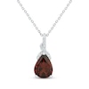Thumbnail Image 1 of Pear-Shaped Garnet & White Lab-Created Sapphire Necklace Sterling Silver 18"