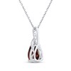 Thumbnail Image 3 of Pear-Shaped Garnet & White Lab-Created Sapphire Necklace Sterling Silver 18"