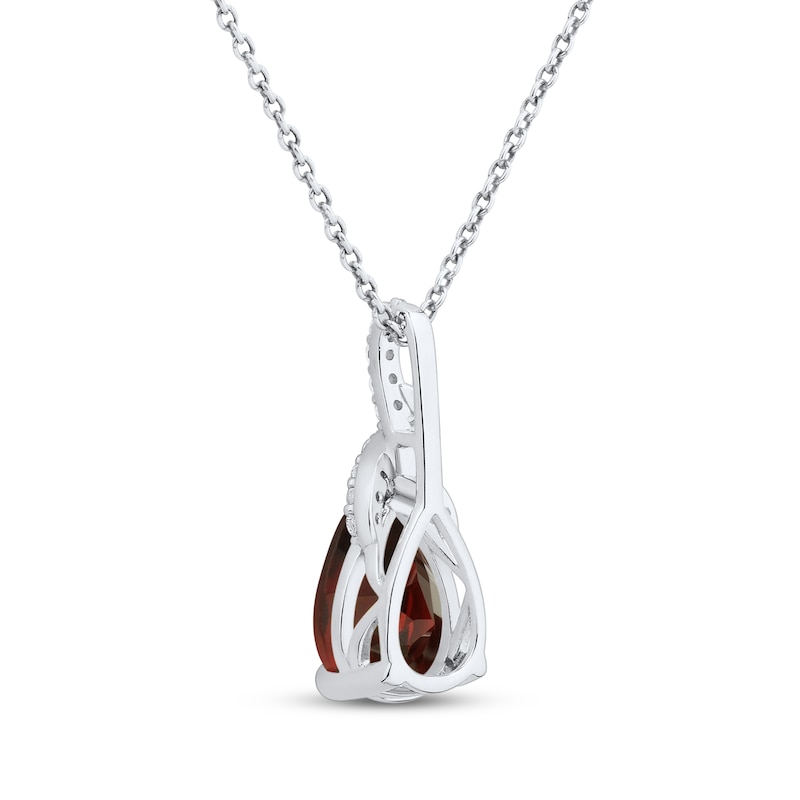 Main Image 3 of Pear-Shaped Garnet & White Lab-Created Sapphire Necklace Sterling Silver 18"