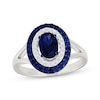 Thumbnail Image 1 of Oval-Cut Blue Lab-Created Sapphire & White Lab-Created Sapphire Halo Ring Sterling Silver