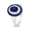 Thumbnail Image 2 of Oval-Cut Blue Lab-Created Sapphire & White Lab-Created Sapphire Halo Ring Sterling Silver
