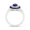 Thumbnail Image 3 of Oval-Cut Blue Lab-Created Sapphire & White Lab-Created Sapphire Halo Ring Sterling Silver