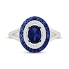 Thumbnail Image 4 of Oval-Cut Blue Lab-Created Sapphire & White Lab-Created Sapphire Halo Ring Sterling Silver