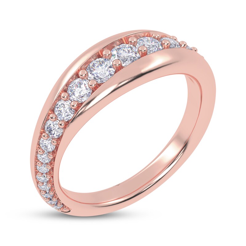 Main Image 2 of Diamond Graduated Curve Ring 1/2 ct tw 14K Rose Gold