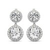 Thumbnail Image 2 of White Lab-Created Sapphire Halo Dangle Earrings Sterling Silver