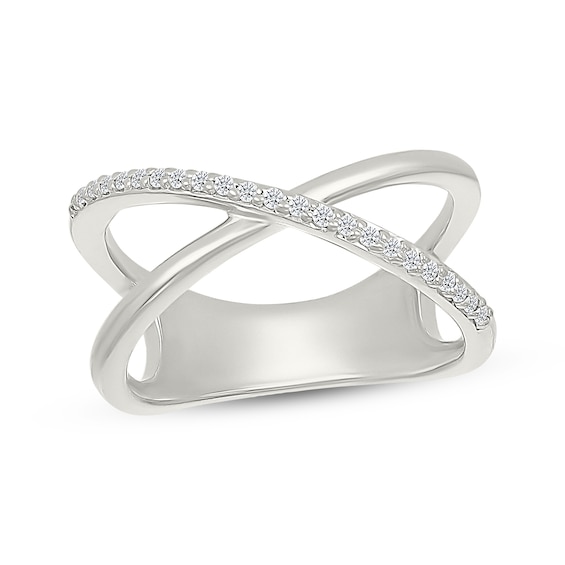 Diamond Orbit Crossover Ring 1/8 ct tw Sterling Silver