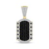 Thumbnail Image 1 of Men's Baguette-Cut Black & White Diamond Dog Tag Necklace Charm 2 ct tw 10K Yellow Gold