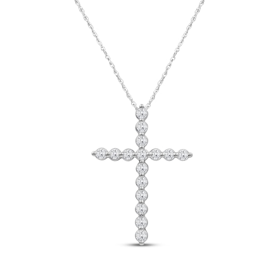 KAY Lab-Grown diamonds Cross Necklace 1/2 ct tw 14K White Gold 18"