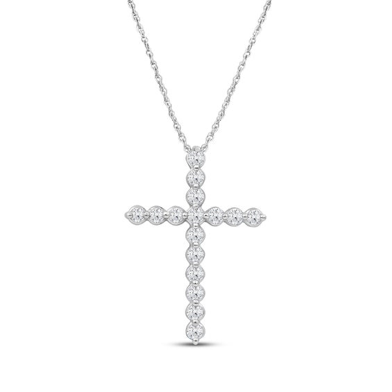 KAY Lab-Grown diamonds Cross Necklace 1 ct tw 14K White Gold 18"