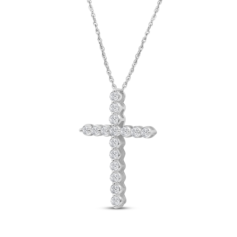 Main Image 2 of KAY Lab-Grown diamonds Cross Necklace 1 ct tw 14K White Gold 18"