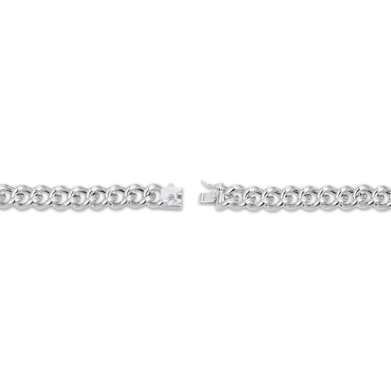 Main Image 3 of Men's Blue Sapphire Curb Chain Bracelet Sterling Silver 8.5"