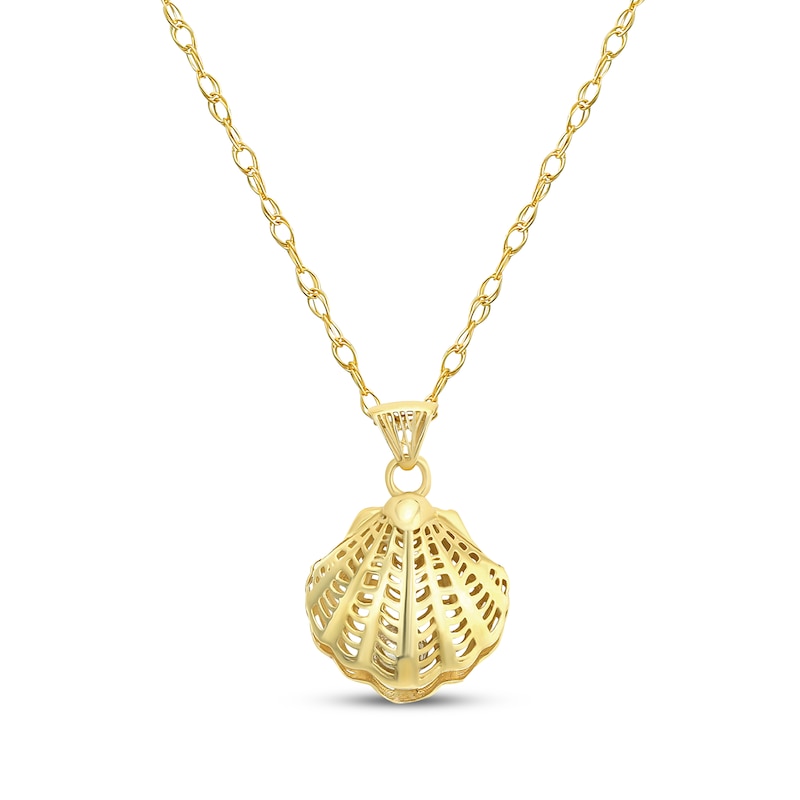 Main Image 1 of Clamshell Necklace 14K Yellow Gold 18"