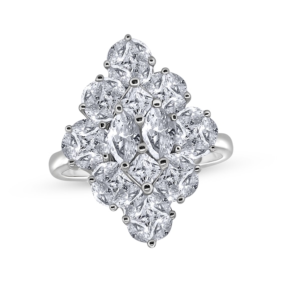 Marquise & Princess-Cut Multi-Diamond Fashion Ring 2-1/2 ct tw 14K White Gold