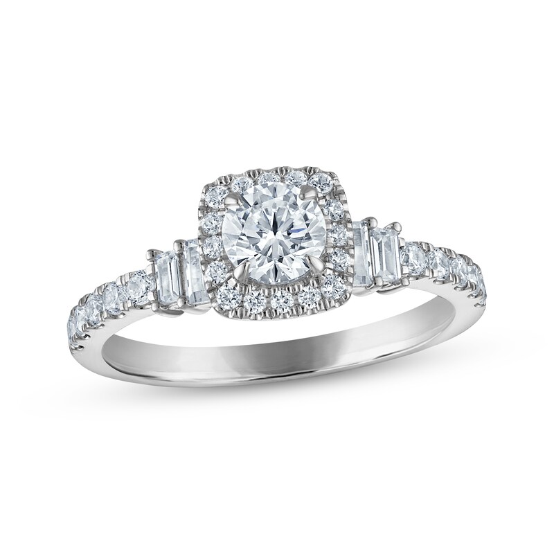 Main Image 1 of Adore Round-Cut Diamond Halo Engagement Ring 1 ct tw 14K White Gold