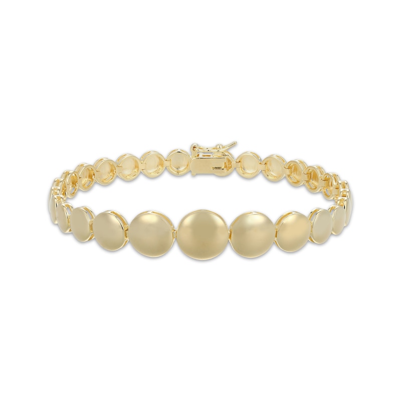 Main Image 1 of Graduated Disc Bracelet 18K Yellow Gold-Plated Sterling Silver 7.25"