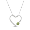 Thumbnail Image 1 of Peridot & White Lab-Created Sapphire Heart Necklace Sterling Silver 18"