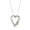 Thumbnail Image 2 of Peridot & White Lab-Created Sapphire Heart Necklace Sterling Silver 18"