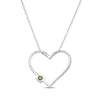 Thumbnail Image 3 of Peridot & White Lab-Created Sapphire Heart Necklace Sterling Silver 18"