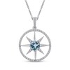 Thumbnail Image 1 of Aquamarine & White Lab-Created Sapphire Star Circle Necklace Sterling Silver 18"