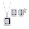 Thumbnail Image 1 of Multi-Diamond & Purple Enamel Octagon Frame Gift Set 1/3 ct tw Sterling Silver