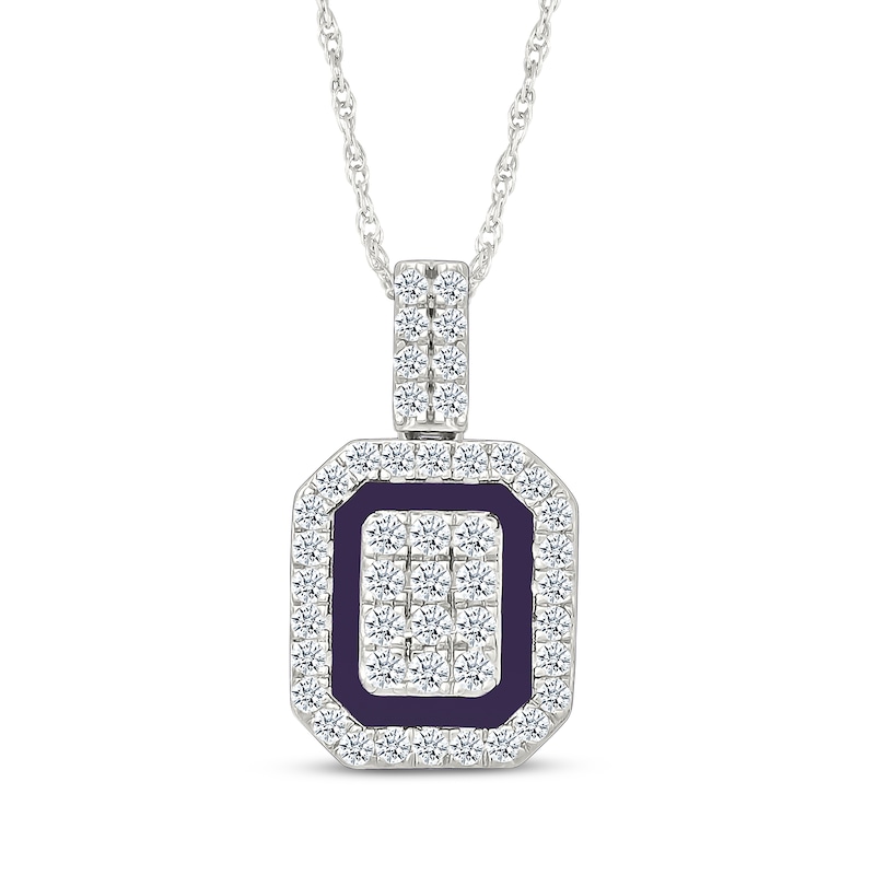 Main Image 2 of Multi-Diamond & Purple Enamel Octagon Frame Gift Set 1/3 ct tw Sterling Silver