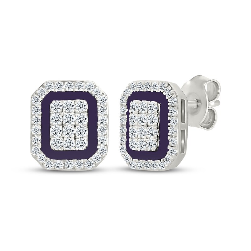 Main Image 3 of Multi-Diamond & Purple Enamel Octagon Frame Gift Set 1/3 ct tw Sterling Silver
