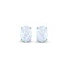 Thumbnail Image 2 of Oval-Cut Lab-Created Opal & White Lab-Created Sapphire Stud Earrings Sterling Silver