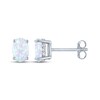 Thumbnail Image 3 of Oval-Cut Lab-Created Opal & White Lab-Created Sapphire Stud Earrings Sterling Silver