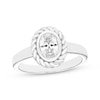 Thumbnail Image 1 of Oval-Cut White Lab-Created Sapphire Solitaire Twist Frame Ring Sterling Silver