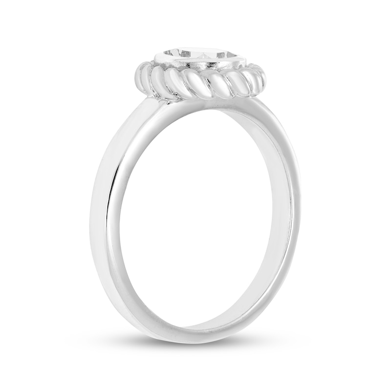 Main Image 2 of Oval-Cut White Lab-Created Sapphire Solitaire Twist Frame Ring Sterling Silver
