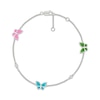 Thumbnail Image 1 of Diamond Accent Multicolor Enamel Butterfly Bracelet Sterling Silver 7.5"