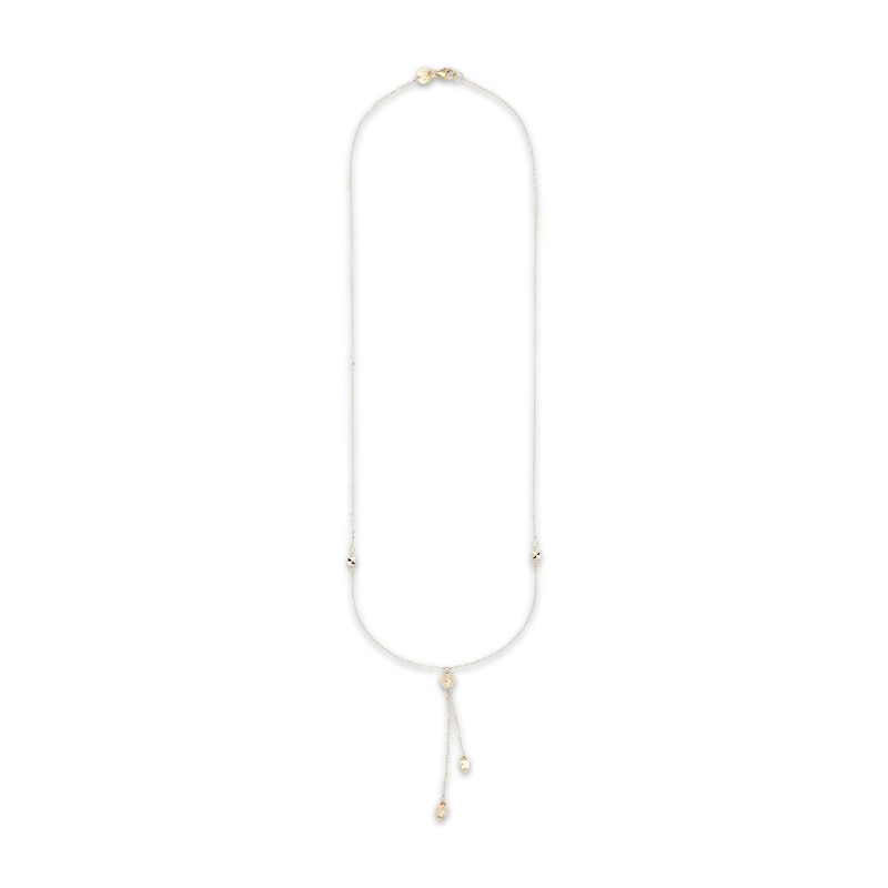 Main Image 2 of Italian Brilliance Diamond-Cut Bead Lariat Necklace 14K Yellow Gold 18"